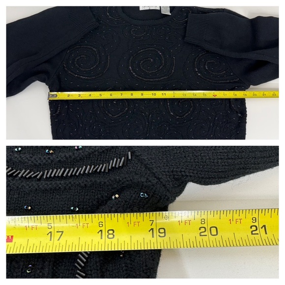 Vintage Liz Claiborne Collection Lambswool Blend Wimsy Iridescent Beaded Sweater - Picture 15 of 16